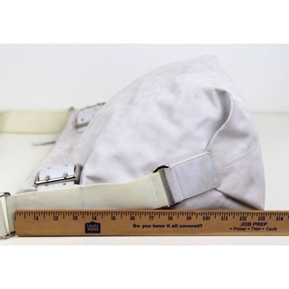 LARGE DKNY SIGNATURE WHITE JACQUARD LEATHER SHOULDER BAG CROSSBODY HOBO PURSE - Picture 12 of 14